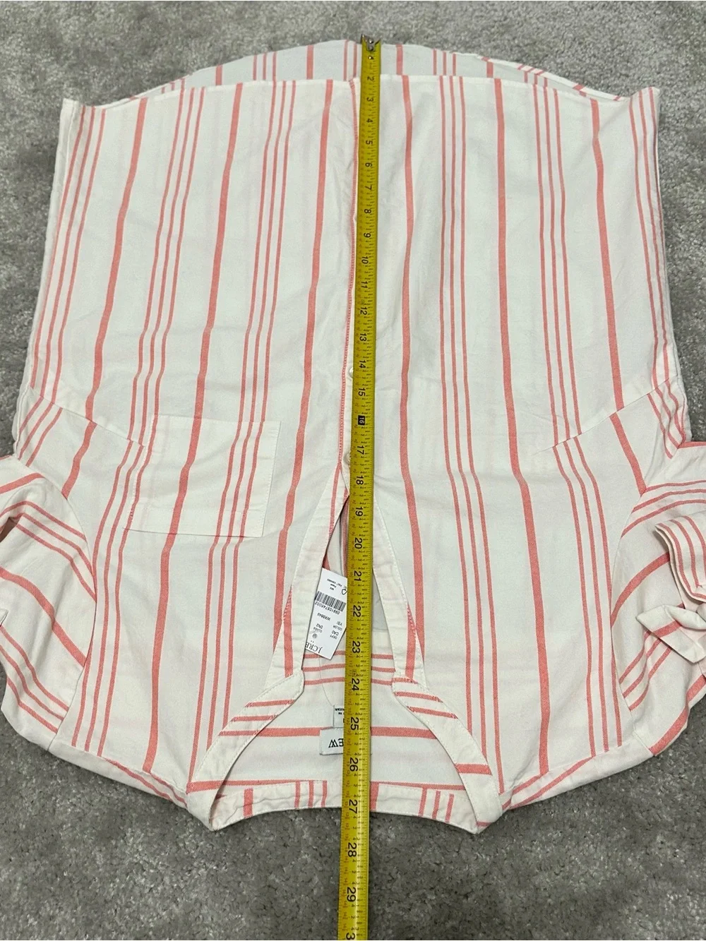 NEW J. Crew Cream Shirt with Coral Stripes 100% Cotton Thick Quality Fabric MED